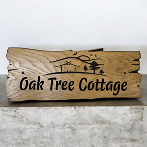 Personalised Oak Carved Wooden Name Sign House Address Plaque Outdoor