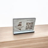 Personalized Wooden QR Code Sign for Business Logos and Menus