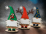 Christmas Gnomes Bundle With Stands, Personalised Names, Christmas Gnome Ornamen