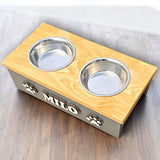 Personalised Double Bowl Dog  Feeder Elevated Stand Raised Dish Holder Feeding Food Water Big