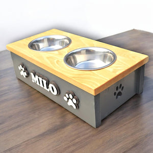 Personalised Double Bowl Dog  Feeder Elevated Stand Raised Dish Holder Feeding Food Water Big