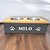 Personalised Double Bowl Dog  Feeder Elevated Stand Raised Dish Holder Feeding Food Water Big