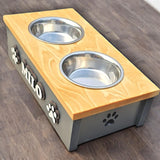 Personalised Double Bowl Dog  Feeder Elevated Stand Raised Dish Holder Feeding Food Water Big