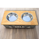 Personalised Double Bowl Dog  Feeder Elevated Stand Raised Dish Holder Feeding Food Water Big