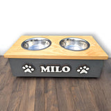 Personalised Double Bowl Dog  Feeder Elevated Stand Raised Dish Holder Feeding Food Water Big