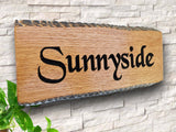 Personalized  Carved Wooden Sign House Name Number Oak Plaque Outdoor