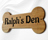 Personalised Dog Name Oak Bone Shaped Sign, Wooden Plaque, Dog Bed Cage Gift