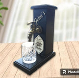 Personalized Embossed Named Wooden Whiskey Dispenser, Bar, Home Bar, Pub and Pub Shed, Vodka, Liquor Dispenser, Wood Drink Fountain Black