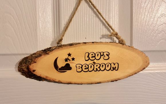 Personalised Log Slice Hanging Dooр Sign Custom Engraved Live Edges Rustic Plaque