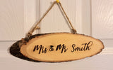 Personalised Log Slice Hanging Dooр Sign Custom Engraved Live Edges Rustic Plaque