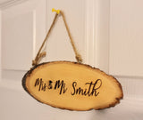 Personalised Log Slice Hanging Dooр Sign Custom Engraved Live Edges Rustic Plaque