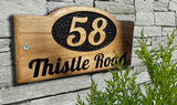 Personalized Carved Engraved Home Number Name Oak Wooden Sign Plaque