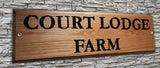 Personalised Oak House Number Name Sign Carved Engraved Outdoor Wooden Plaque