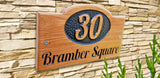 Personalized Carved Engraved Home Number Name Oak Wooden Sign Plaque