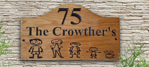 Personalized Family Name Custom Made Carved Oak Wooden Sign House Number Plaque