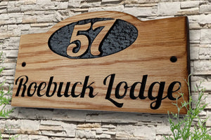 Personalized Carved Engraved Home Number Name Oak Wooden Sign Plaque