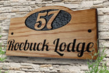 Personalized Carved Engraved Home Number Name Oak Wooden Sign Plaque