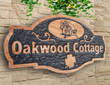 Personalized Oak Carved Wooden House Name Sign home Address Plaque Outdoor