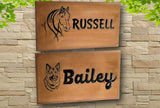 Horse Dog Name Plate Door Sign Carved Wooden House Plaque Engraved Oak Wood