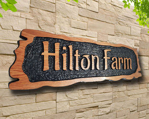 Personalized carved engraved house wooden oak Rustic sign plaque