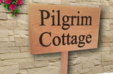 Personalised Oak house sign,Carved, outdoor wooden name plaque with ground stake