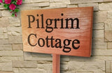 Personalised Oak house sign,Carved, outdoor wooden name plaque with ground stake