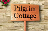 Personalised Oak house sign,Carved, outdoor wooden name plaque with ground stake