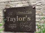 Personalised Engraved Slate Door Plaque Sign Aniversary Wedding Gift Family