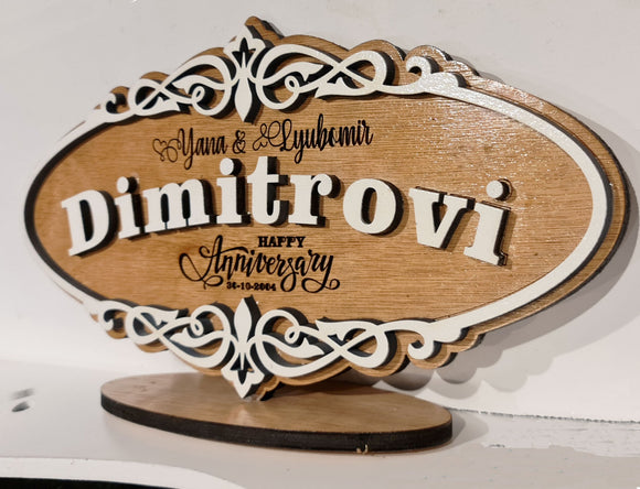 Personalised Engraved Wooden Door Plaque Aniversary Wedding Gift Family Sign