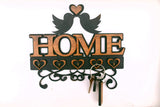 The Wall Key Holder Decorative Home Accessories by LD Trade is a charming wall-mounted decor piece that includes a "HOME" sign with two birds facing each other and multiple heart shapes. Crafted from wood and metal, it effortlessly conveys the sentiment of "home sweet home" while keeping your keys organized.