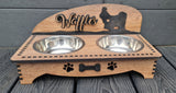 Personalised Double Bowl Dog Cat Feeder Elevated Stand Raised Dish Holder Feeding Food Water