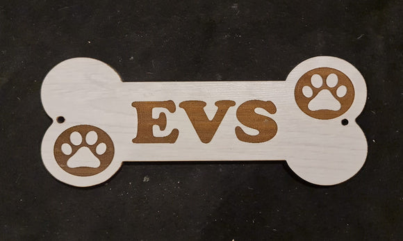 Personalised Wooden Dog Name Bone Shaped Sign, Hanging Plaque, Dog Bed Cage Gift