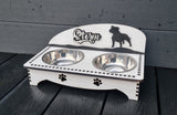 Personalised Double Bowl Dog Cat Feeder Elevated Stand Raised Dish Holder Feeding Food Water