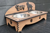 Personalised Double Bowl Dog Cat Feeder Elevated Stand Raised Dish Holder Feeding Food Water