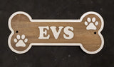 Personalised Wooden Dog Name Bone Shaped Sign, Hanging Plaque, Dog Bed Cage Gift