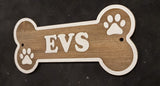 Personalised Wooden Dog Name Bone Shaped Sign, Hanging Plaque, Dog Bed Cage Gift