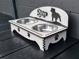 Personalised Double Bowl Dog Cat Feeder Elevated Stand Raised Dish Holder Feeding Food Water